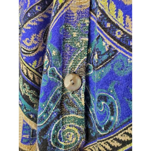 CHICO'S 2 Women Long Cardigan Sweater Button Front Large Lightweight Thin Print - Picture 2 of 9